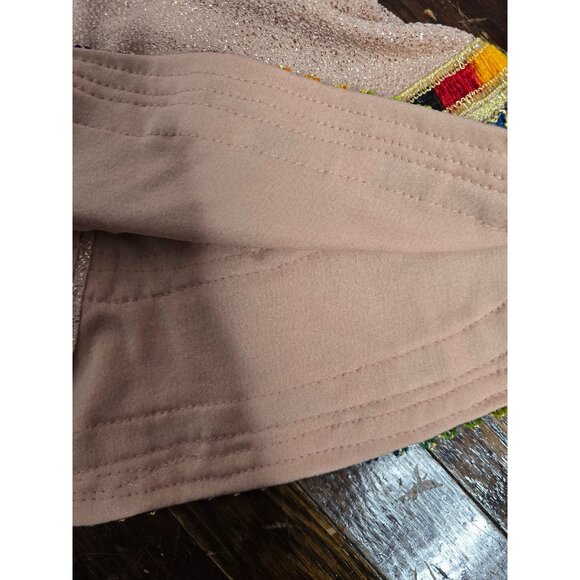 Vintage Handmade Bohemian Pink Glitter Embroidered Dress - Picture 14 of 15